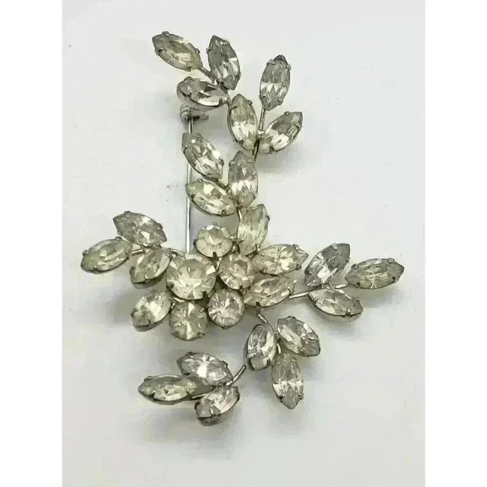 Vintage Clear Rhinestone Brooch Rare Large Spray High Quality unsigned Simpson ?